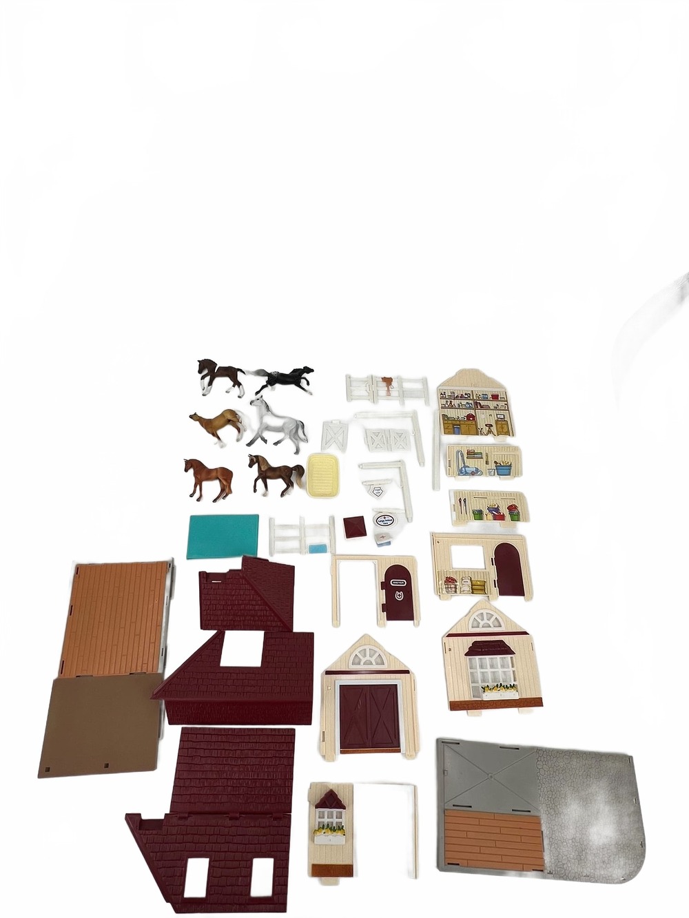 Playmobil Brown & White Horse Stable Lot | OS Set (Kids)